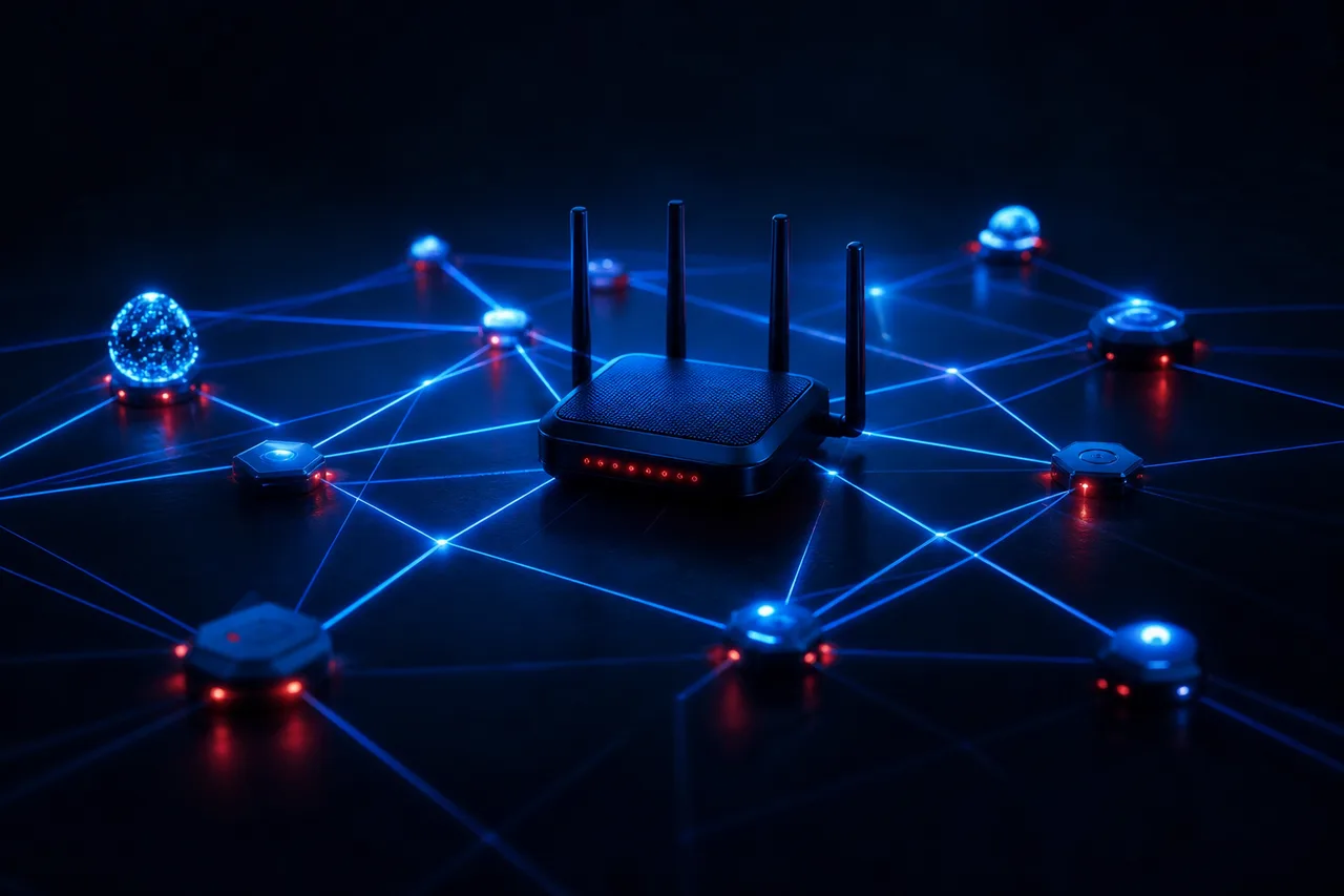 Router with an Ethernet cable running to a TV box