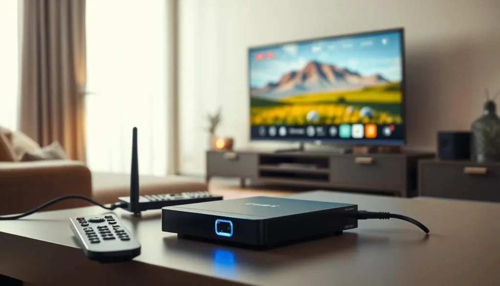Player app open on a TV box with a saved login profile ready to select